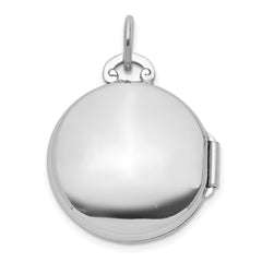 Sterling Silver Rhodium-plated Polished Diamond 16mm Round Locket