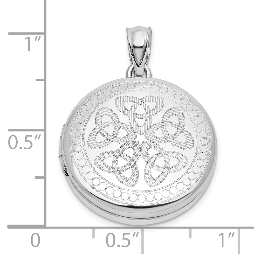 Sterling Silver Rhodium-plated Celtic Knots 20mm Round Locket