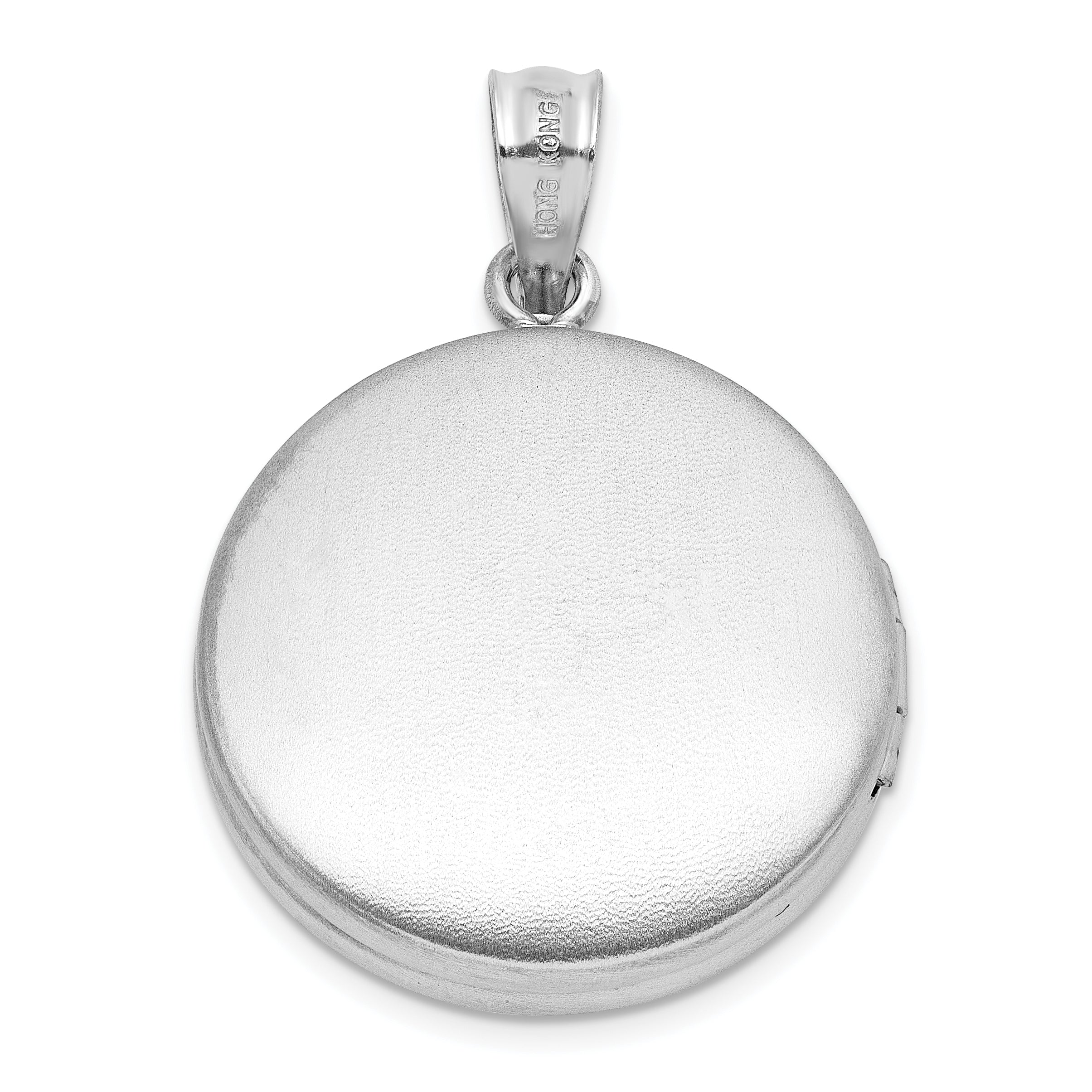 Sterling Silver RH-plated .05ct Diamond Epoxy Roses 20mm Round Locket