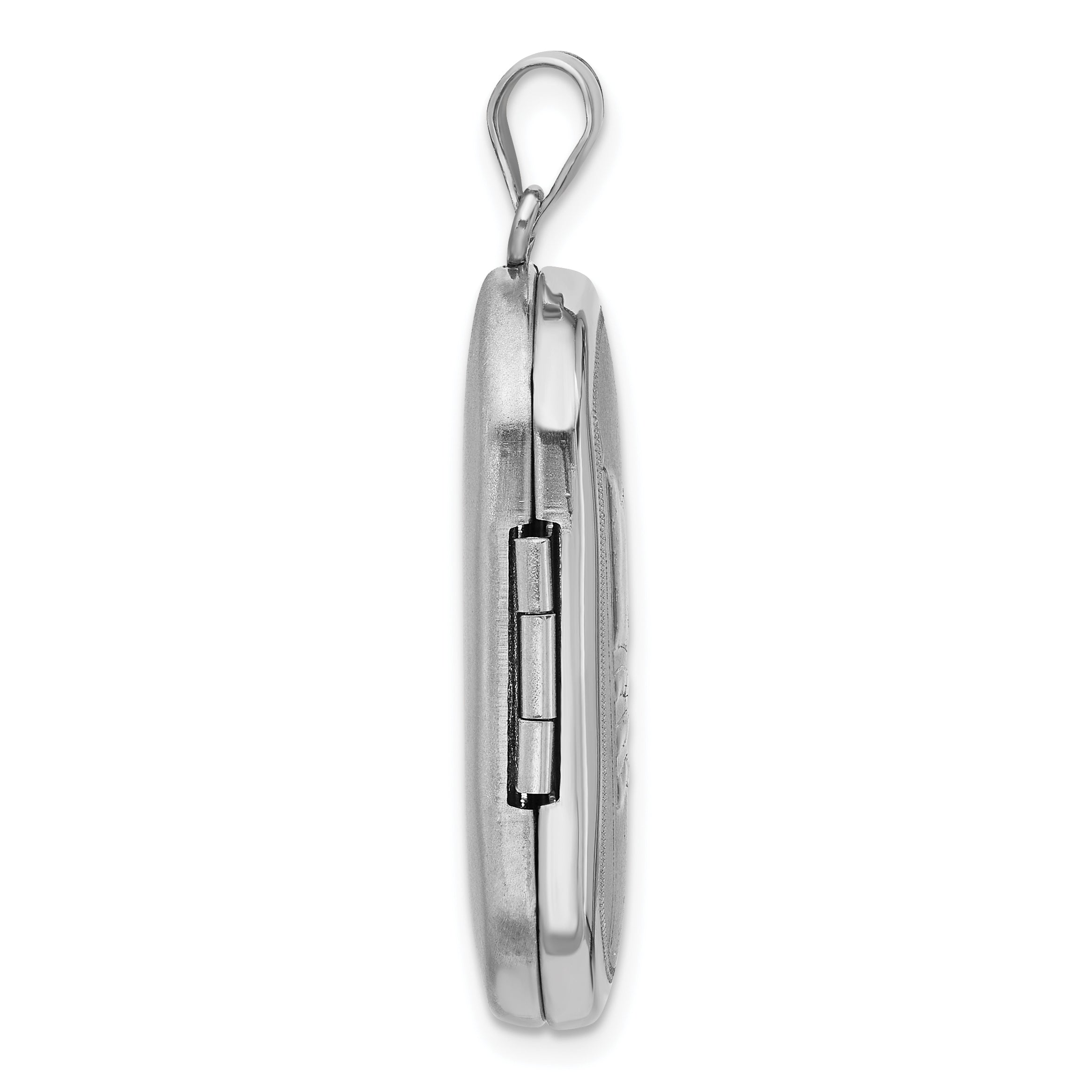 Sterling Silver Rh-plated Satin/Polished Epoxy Flag 30x19mm Locket