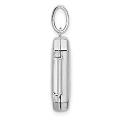 Sterling Silver Rhodium-pltd Polished 20x15mm Curved Rectangle Locket