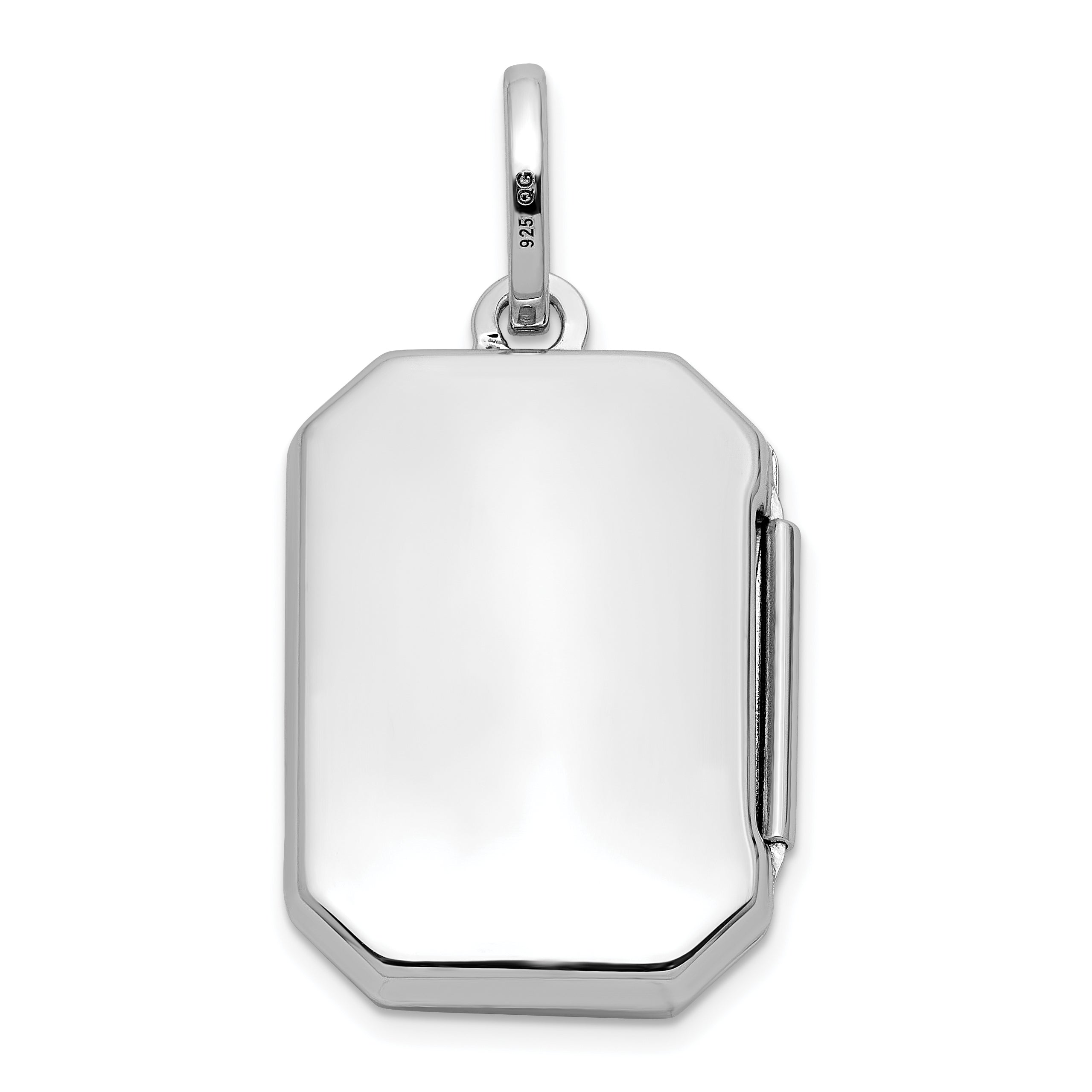 Sterling Silver Rhodium-pltd Polished 20x15mm Curved Rectangle Locket