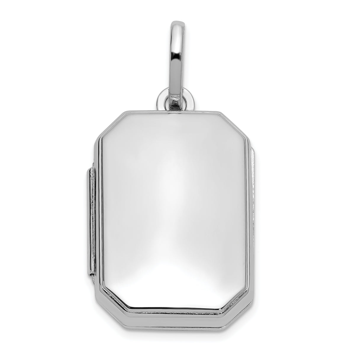 Sterling Silver Rhodium-pltd Polished 20x15mm Curved Rectangle Locket