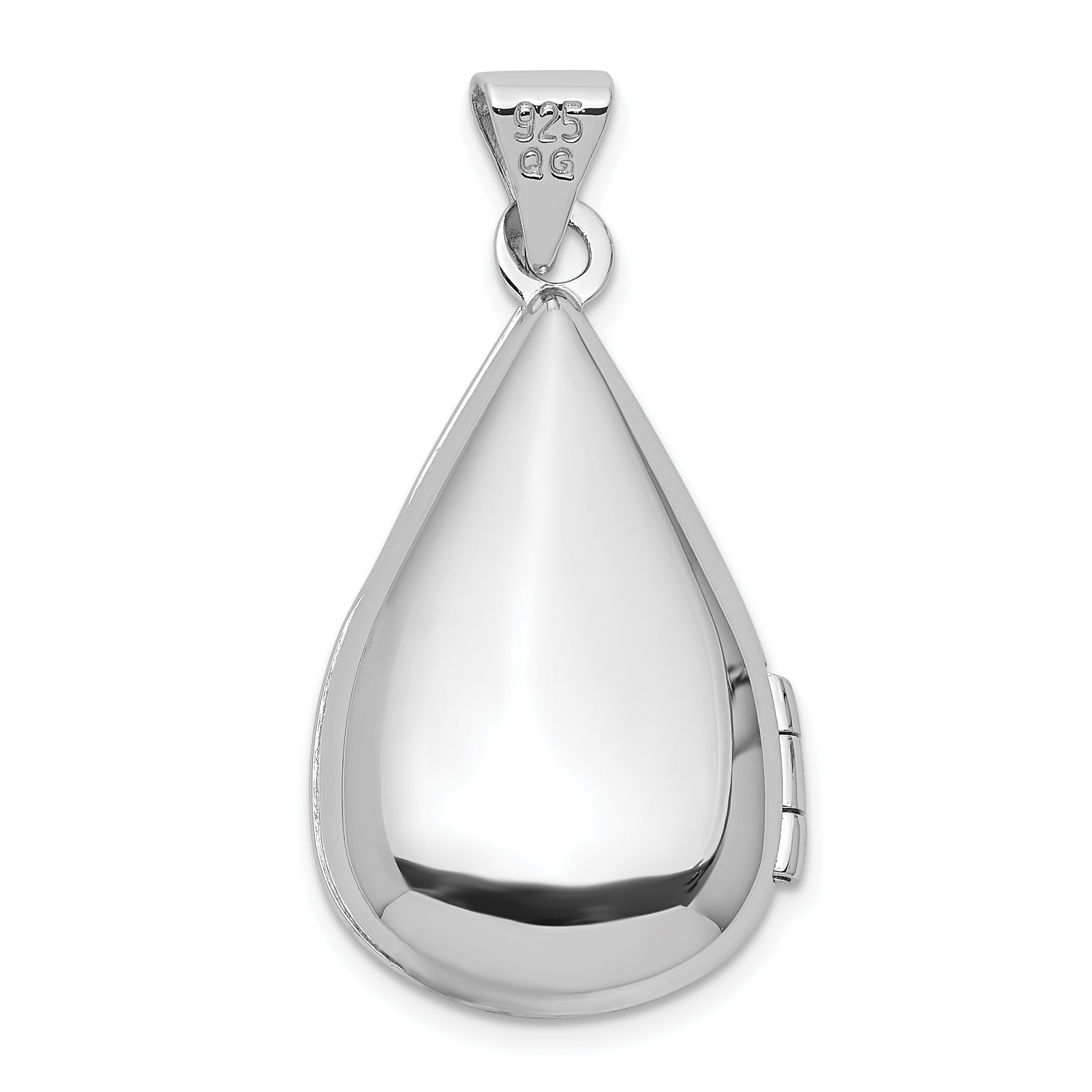 Sterling Silver Rhodium-pltd Polished 21x13mm Teardrop Shaped Locket