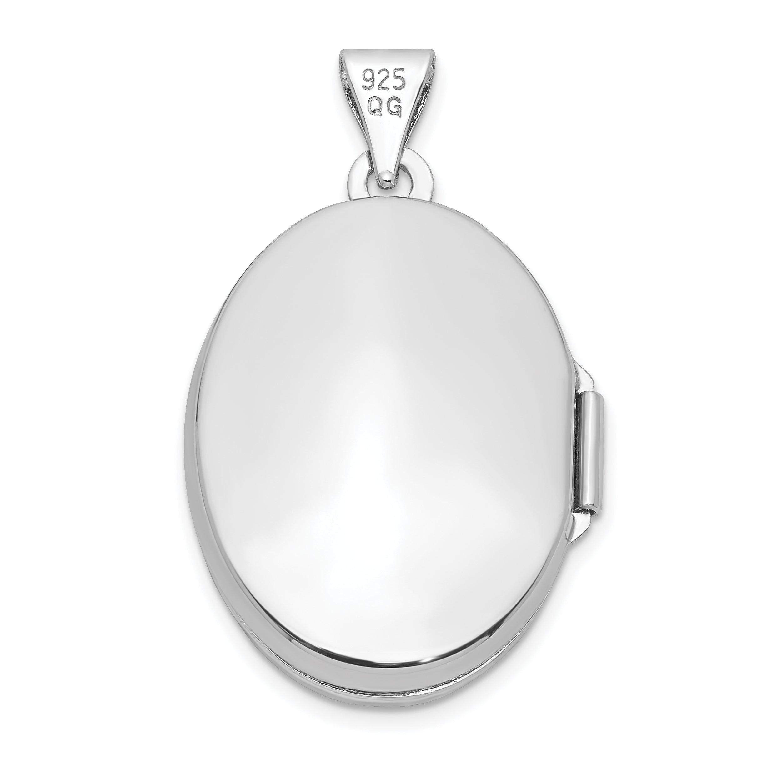 Sterling Silver Rhodium-plated Oval Floral Locket