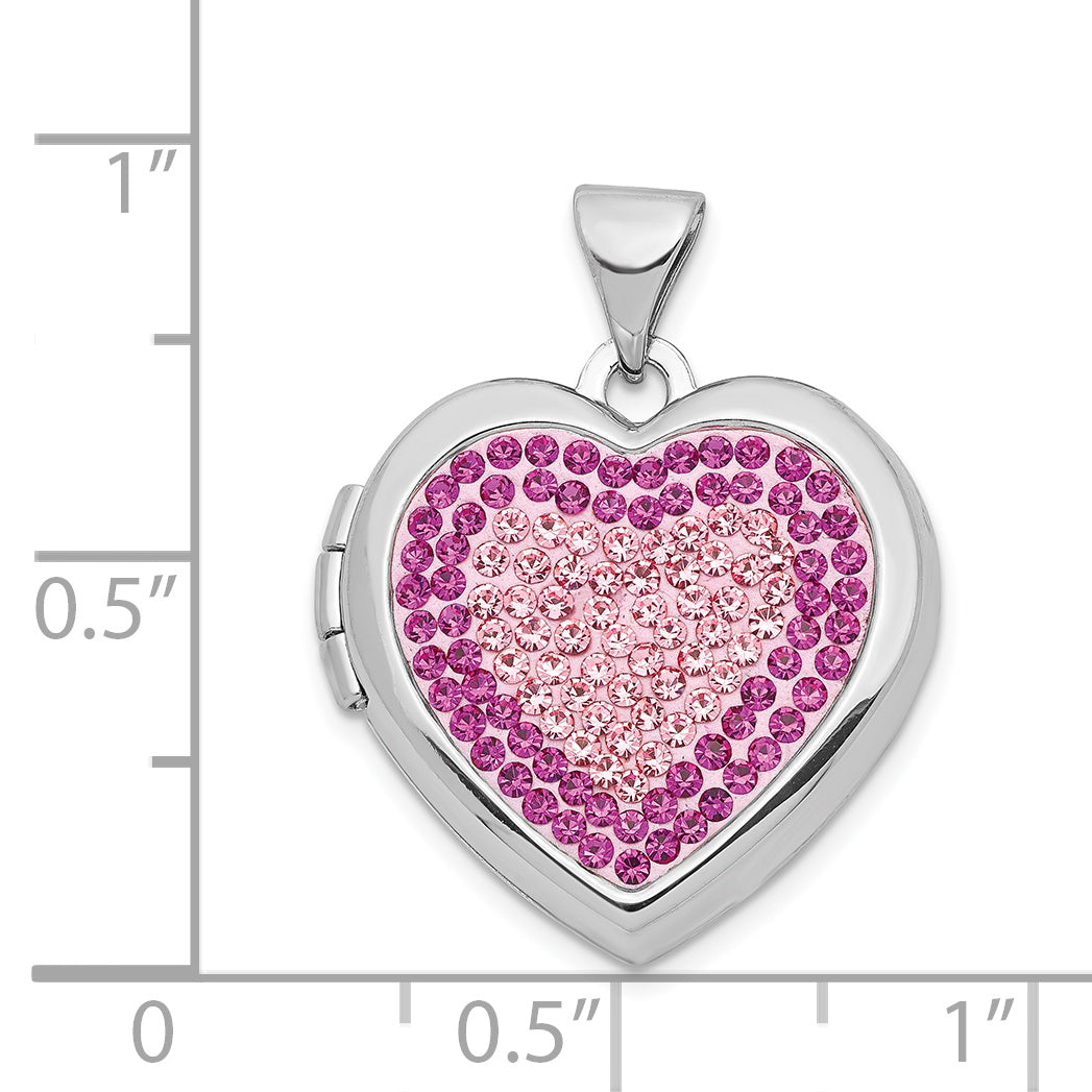 Sterling Silver Rhodium-plated 18mm Preciosa Crystal Heart Locket