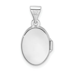 Sterling Silver Rhodium-plated Floral Butterfly Oval Locket