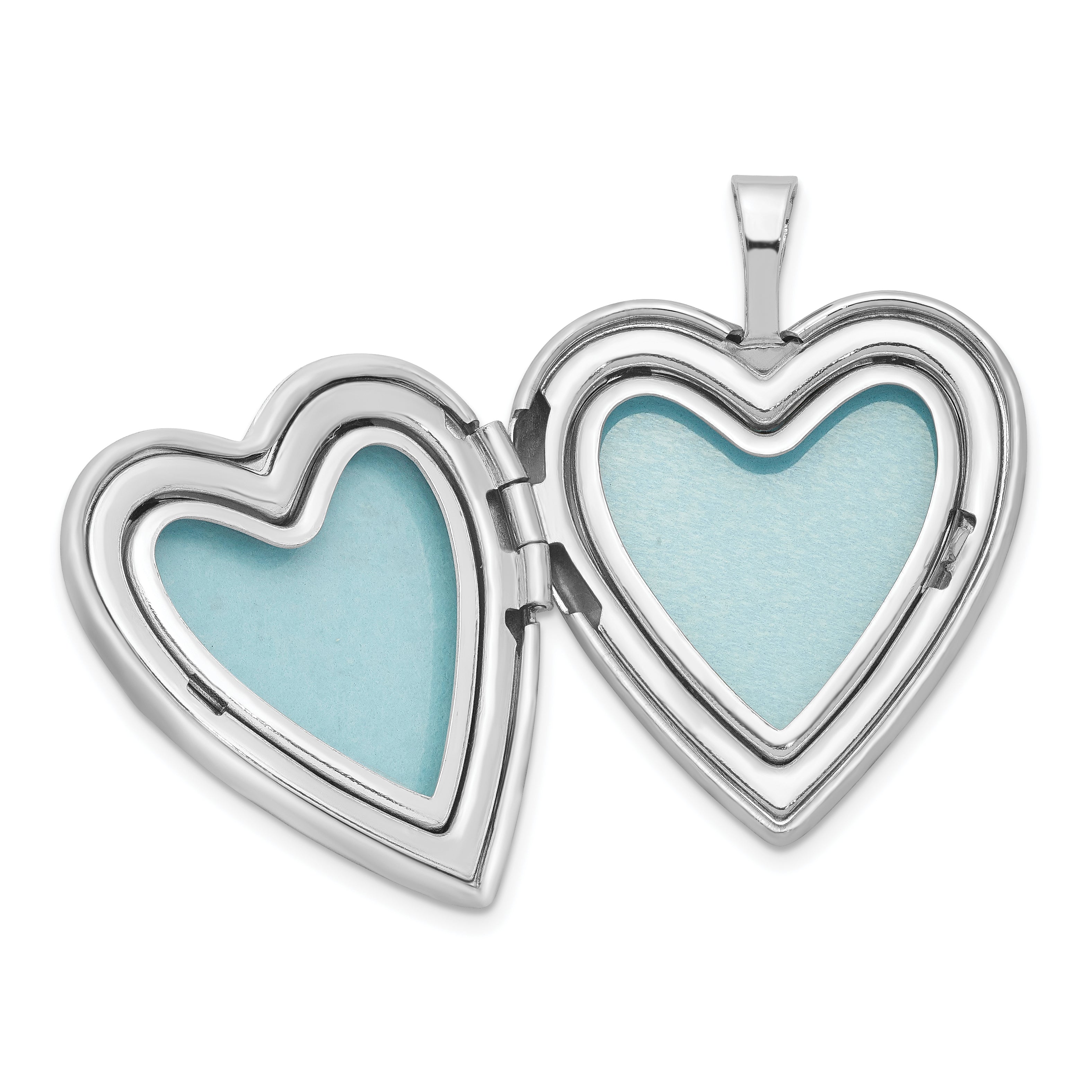 Sterling Silver RH-plated 20mm Enamel Butterflies Heart Locket Necklace