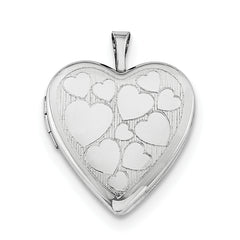 Sterling Silver Rhodium-plated 20mm Floating Hearts Heart Locket Necklace