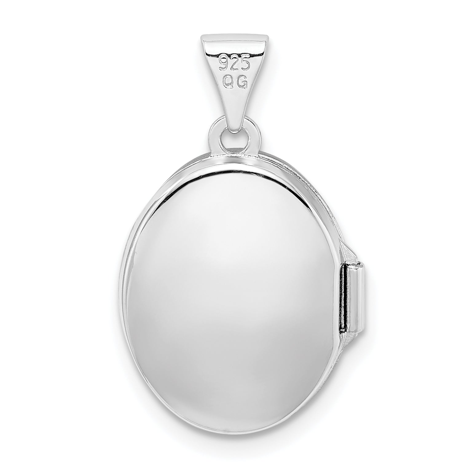 Sterling Silver Rhodium-plated Scroll Design Oval Locket