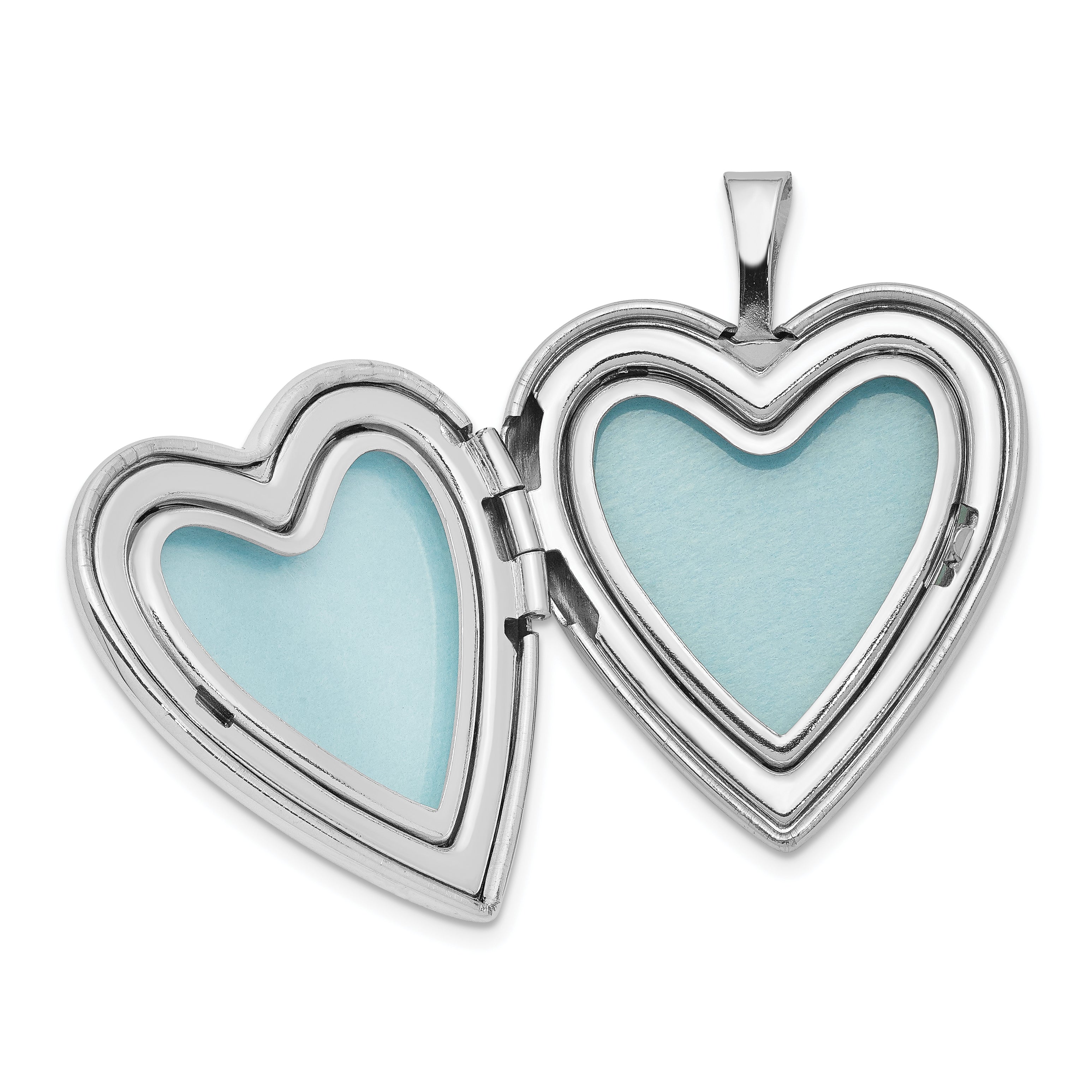 Sterling Silver Rhodium-plated 20mm Mom Diamond Heart Locket Necklace