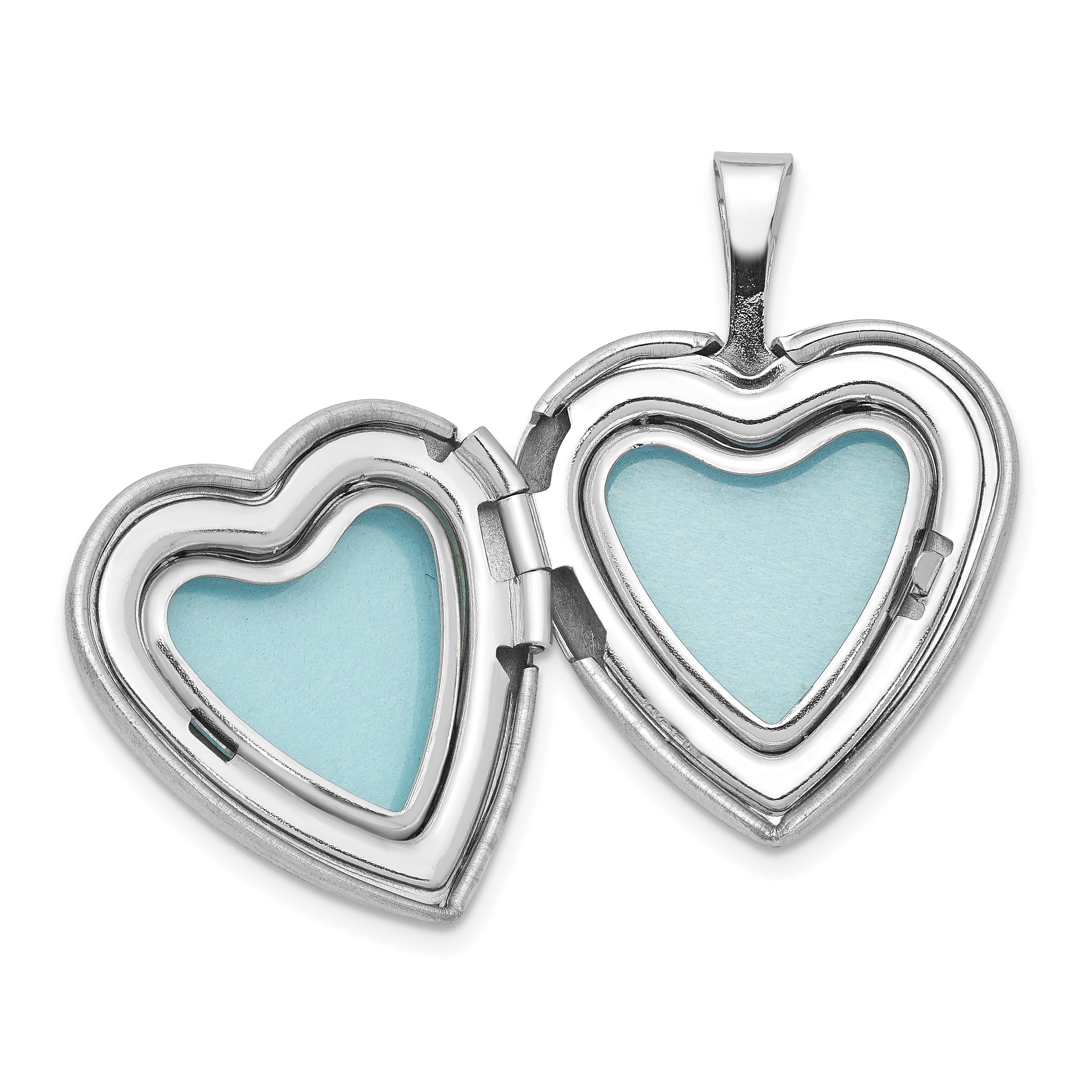 Sterling Silver RH-plated 16mm Satin Enamel Butterfly Heart Locket Necklace