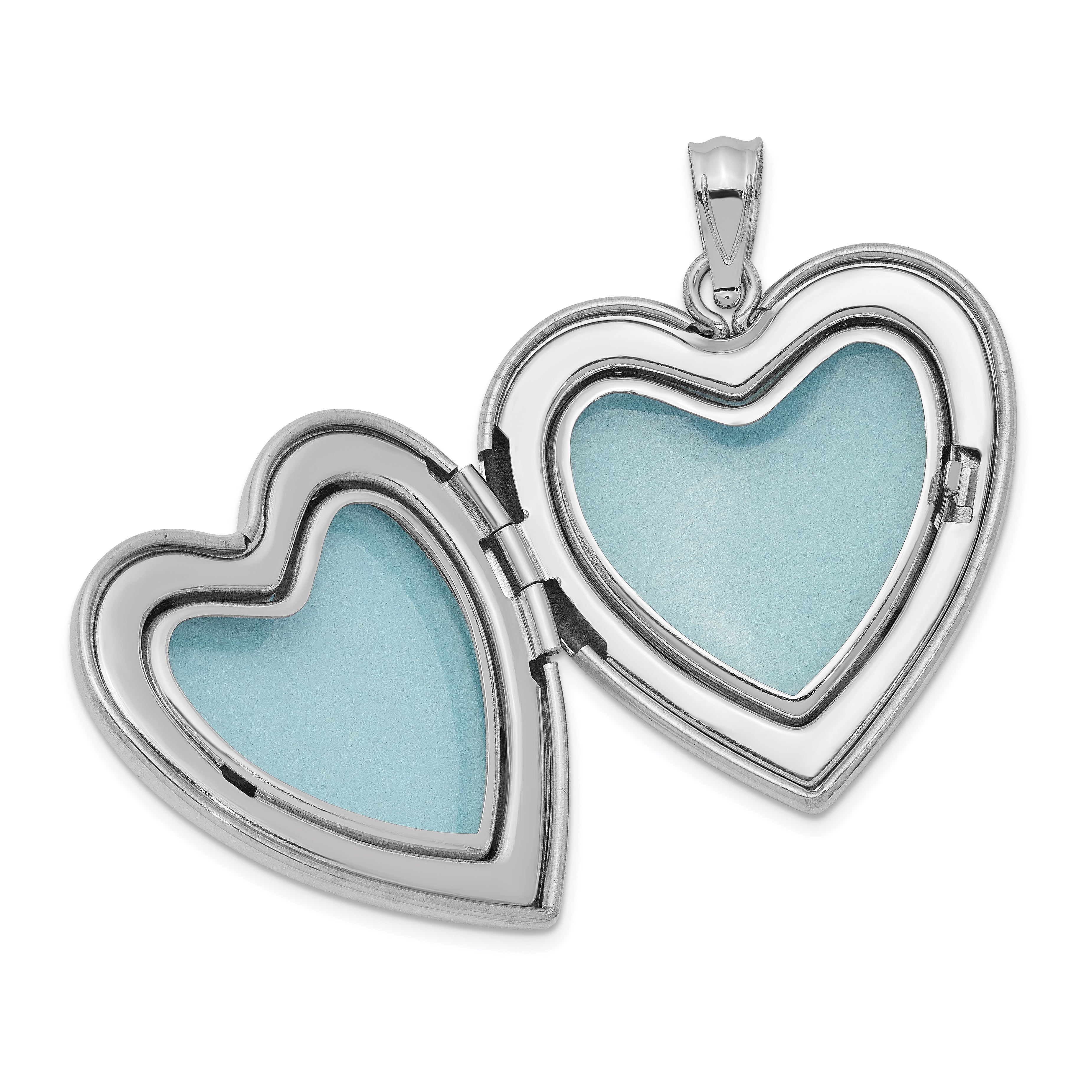 Sterling Silver Rhodium-plated 24mm Plain Heart Locket