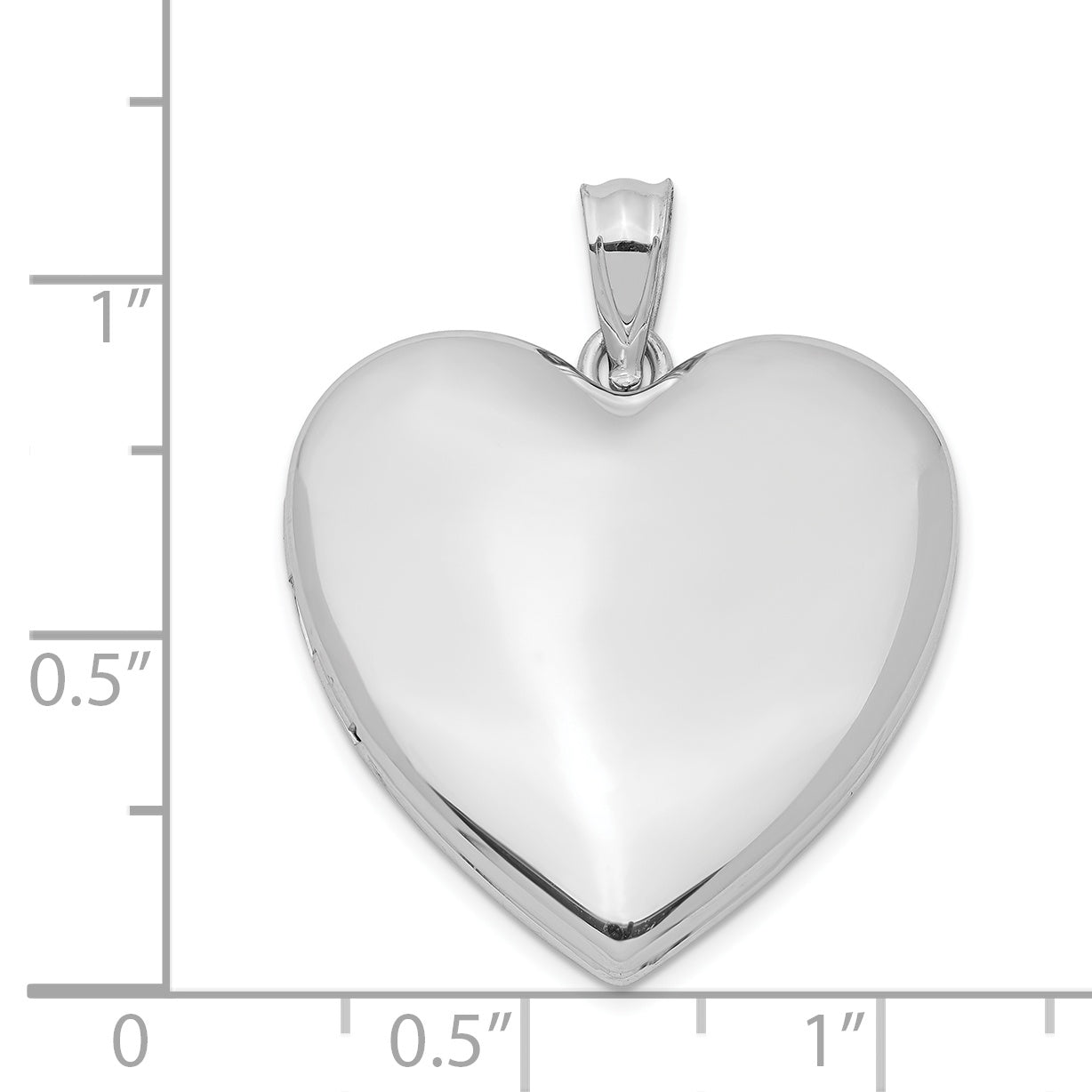 Sterling Silver Rhodium-plated 24mm Plain Heart Locket