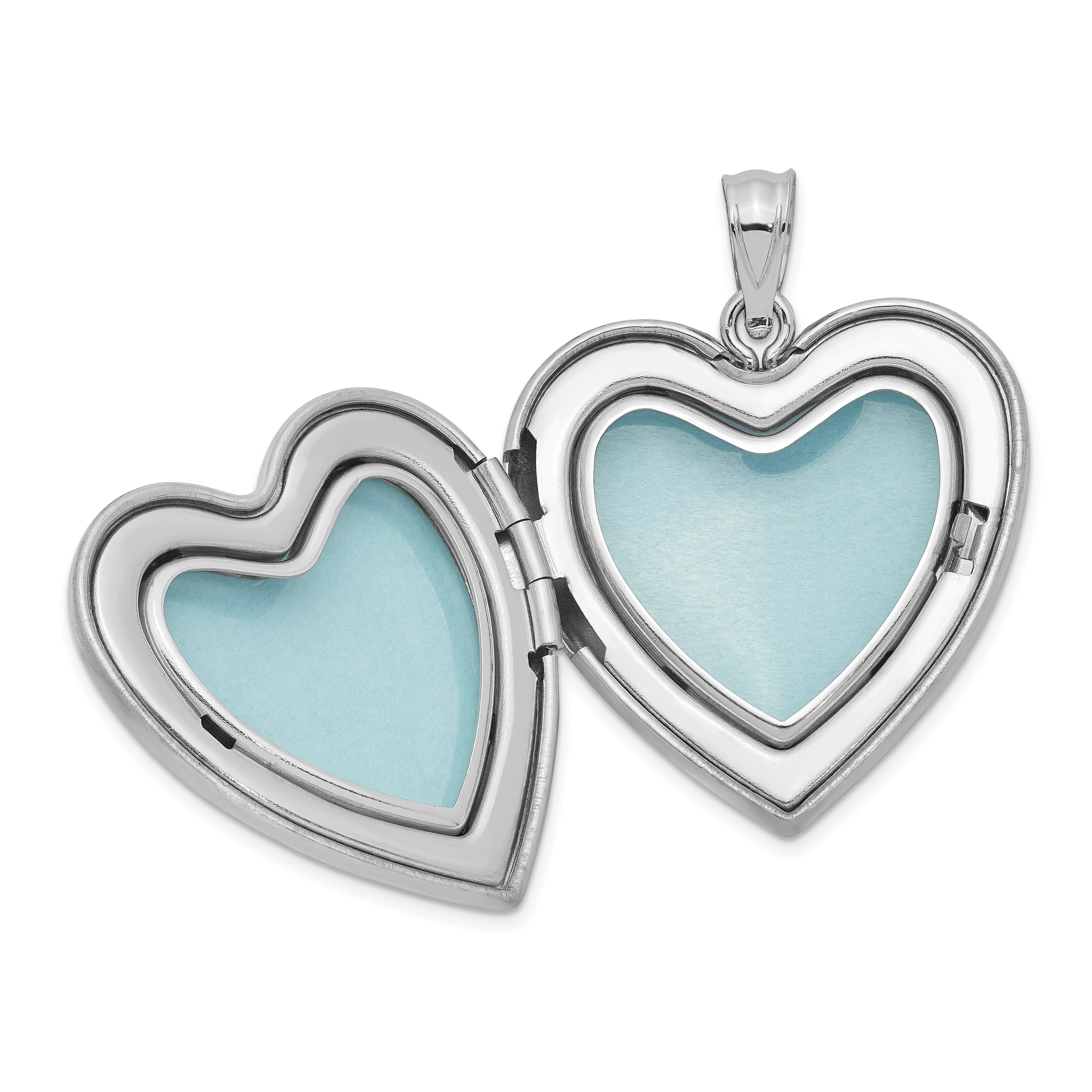 Sterling Silver Rhodium-plated 24mm Enameled Rose Heart Locket