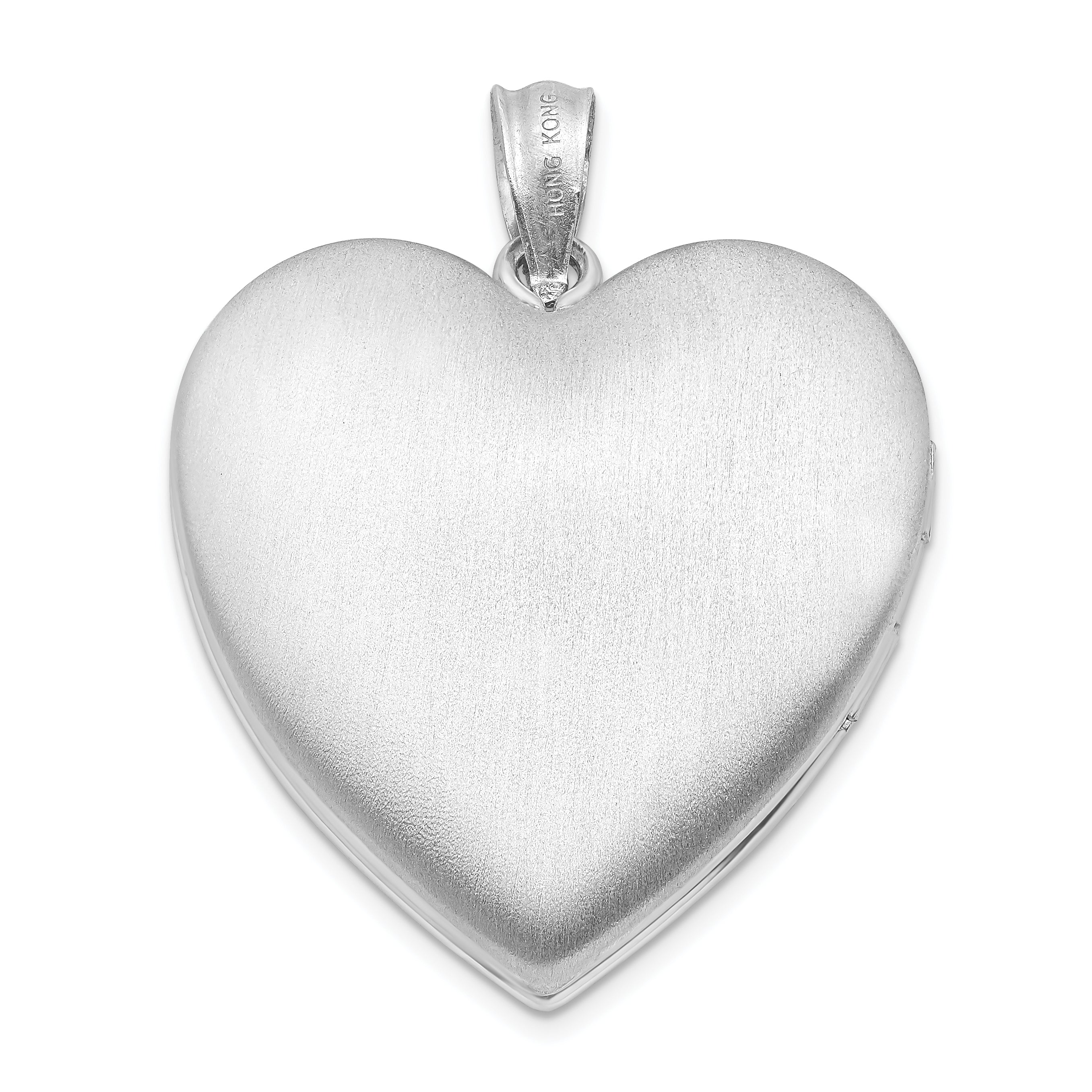 Sterling Silver Rhod-plated 24mm With  Diamond Star Design Heart Locket