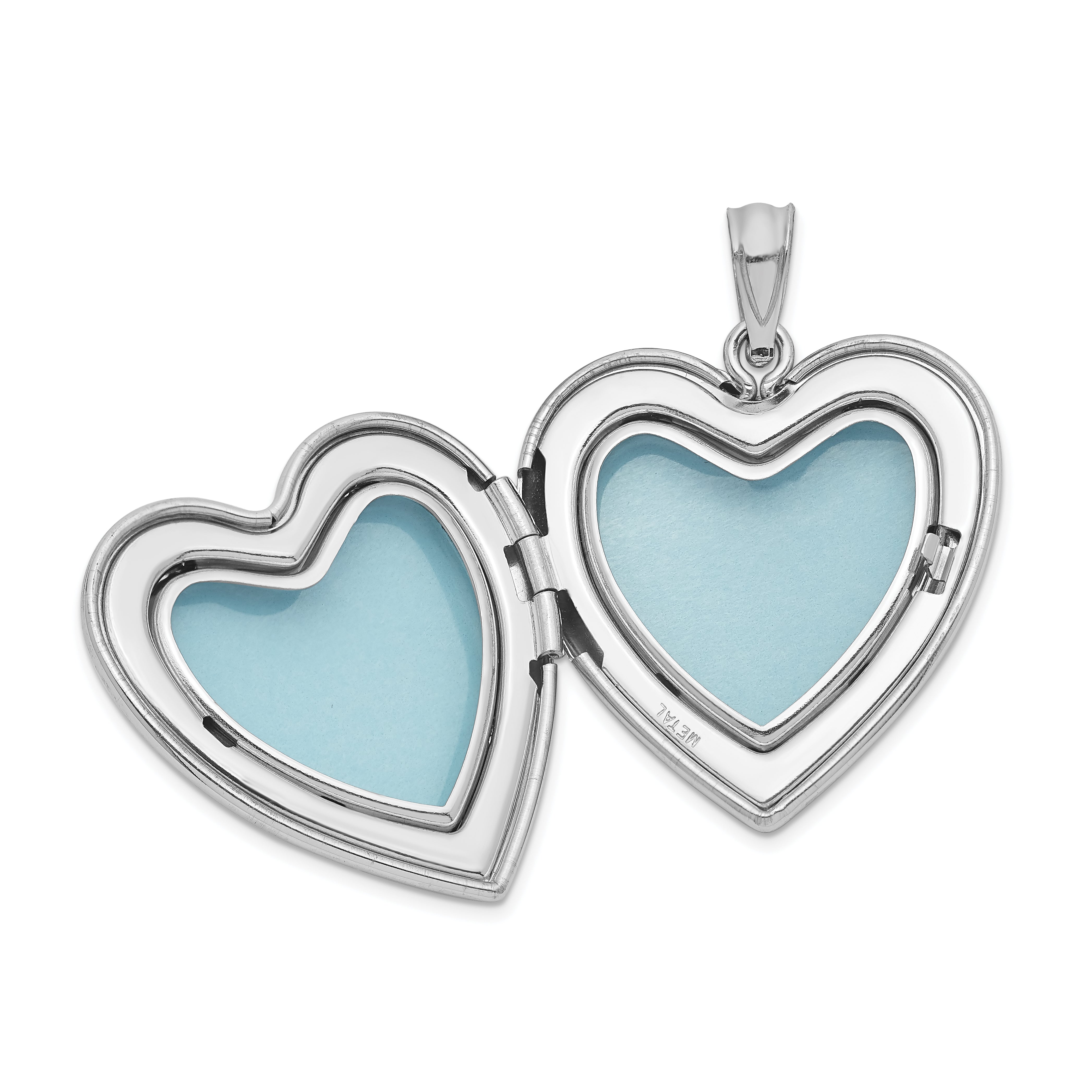 Sterling Silver Rhod-plated 24mm With  Diamond Star Design Heart Locket