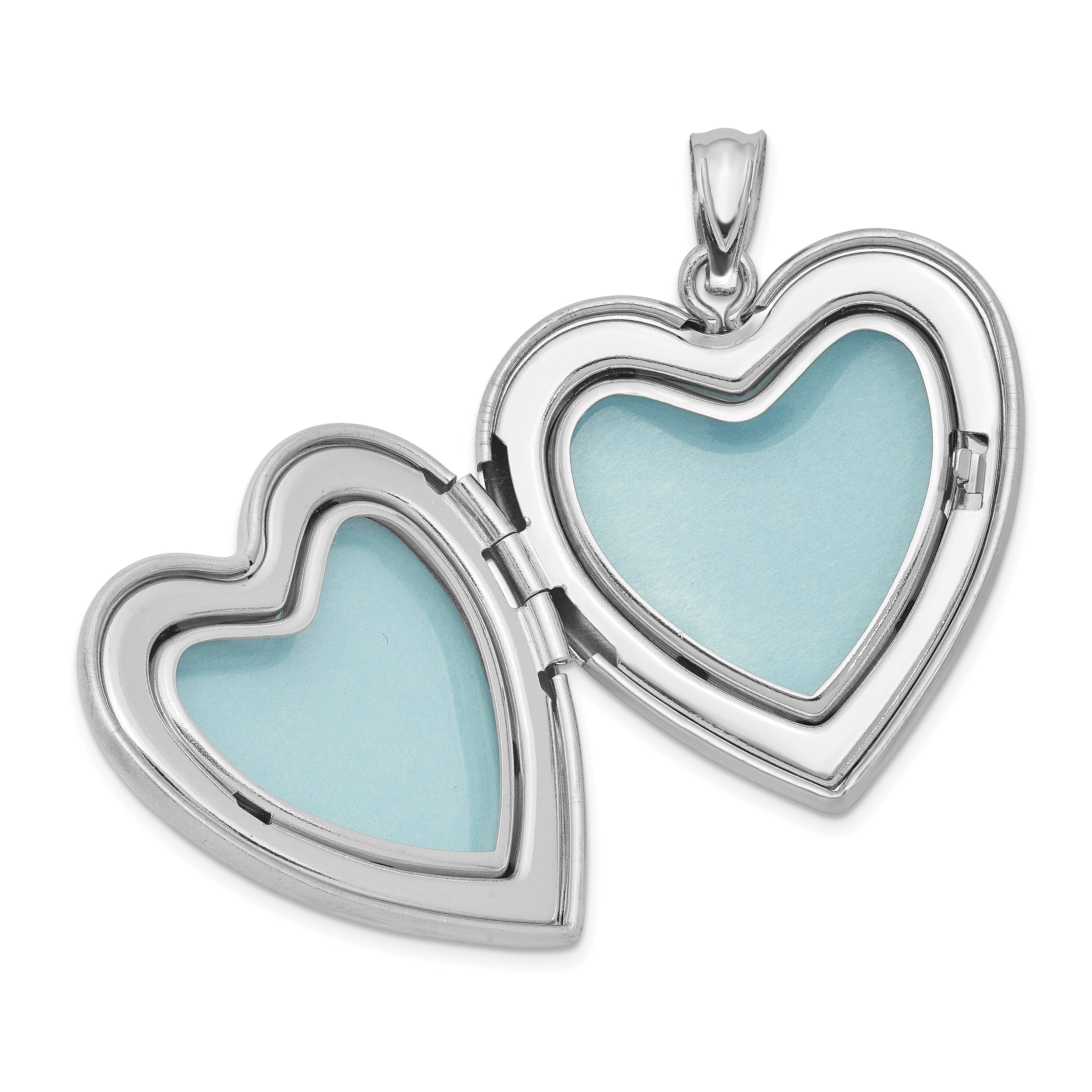 Sterling Silver Rhodium-plated 24mm Enameled Rose with Border Heart Locket