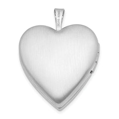 Sterling Silver Rhodium-plated 20mm Footprints Heart Locket