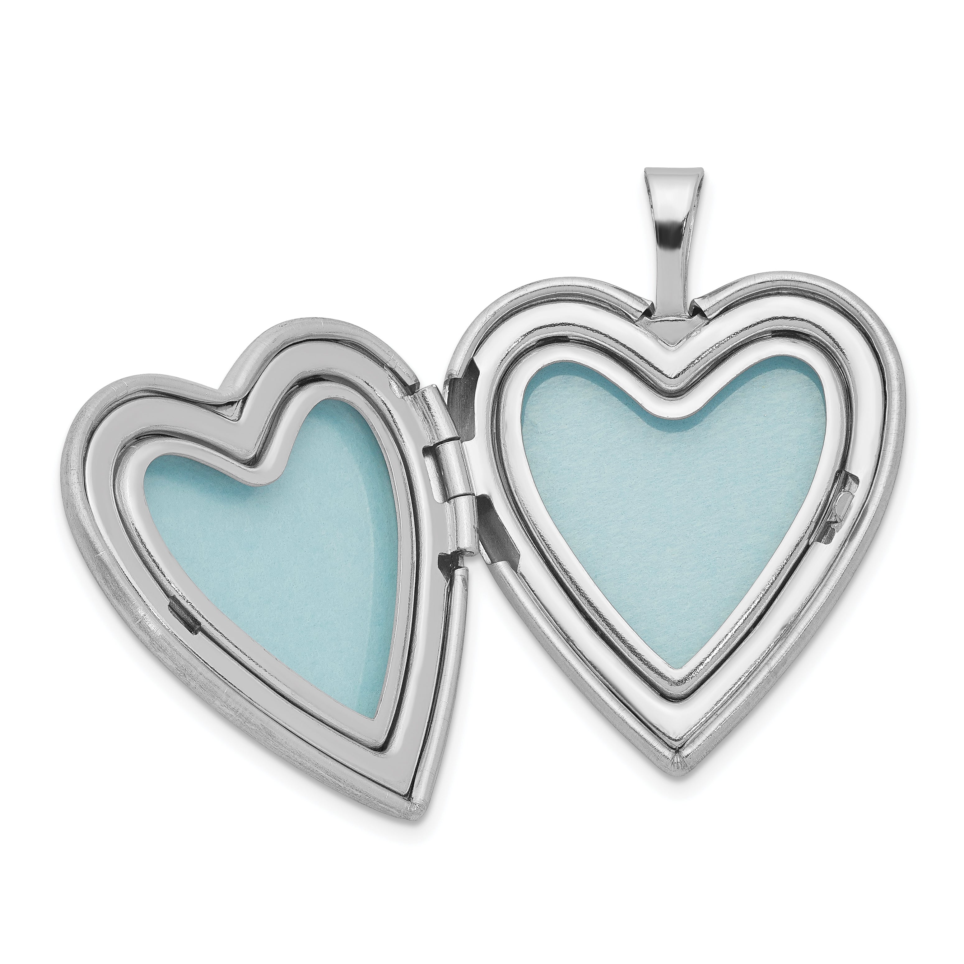 Sterling Silver Rhodium-plated 20mm Floral Border Heart Locket