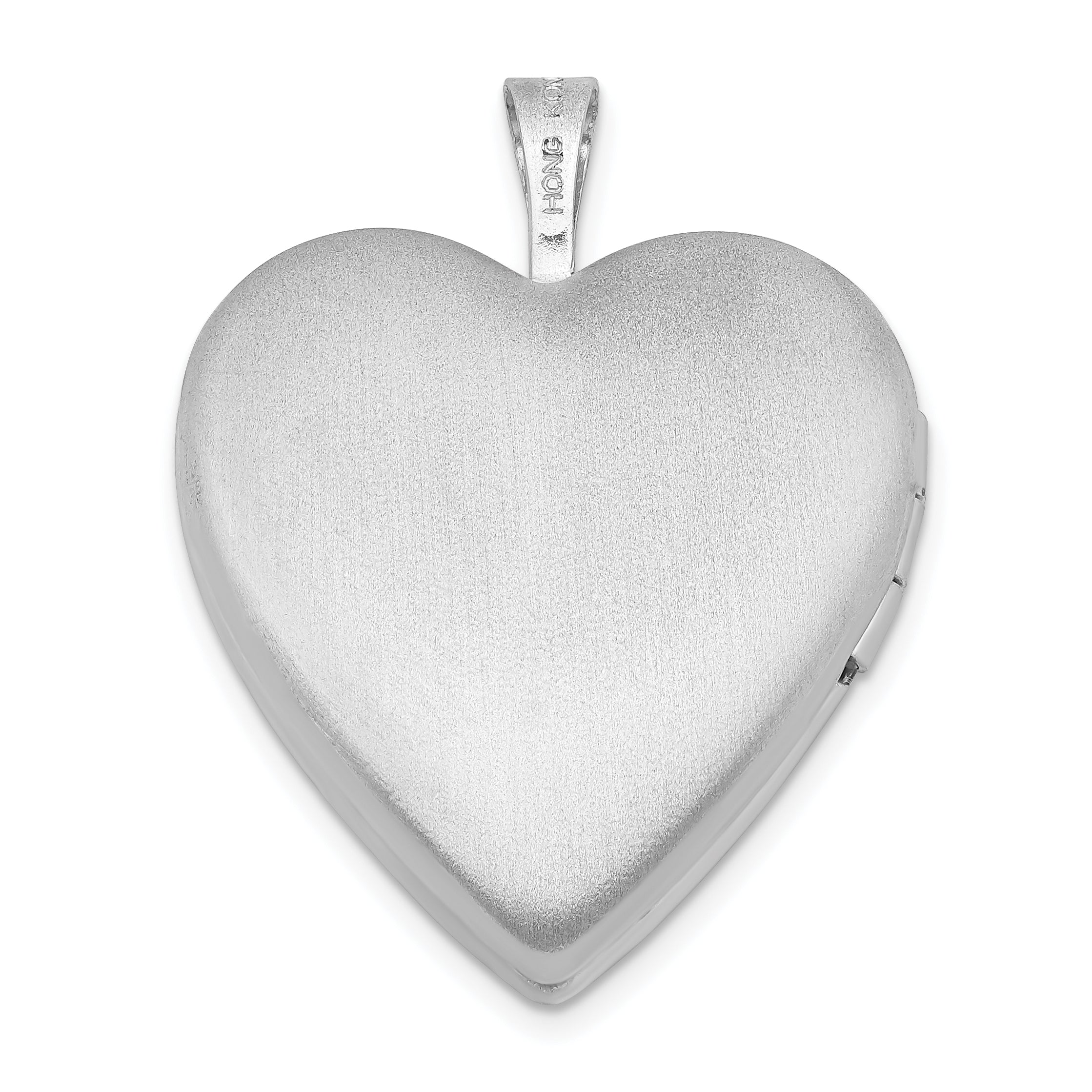 Sterling Silver Rhodium-plated Satin 20mm Enameled Rose Heart Locket