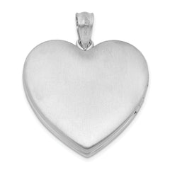 Sterling Silver Rhodium-plated 24mm Enameled Floral Mom Heart Locket