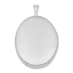 Sterling Silver Rhodium-plated 26mm Mother and Baby Oval Locket