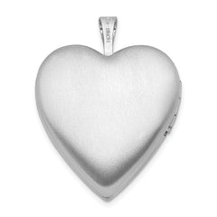 Sterling Silver Rhodium-plated Diamond Star Satin/Polished Heart Locket