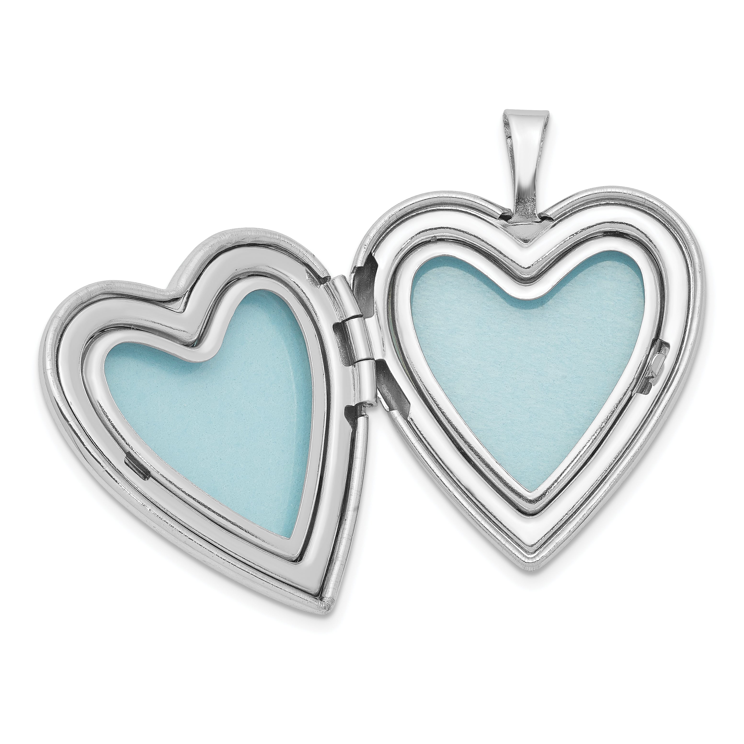 Sterling Silver Rhodium-plated 20mm Swirl & Polished Heart Locket