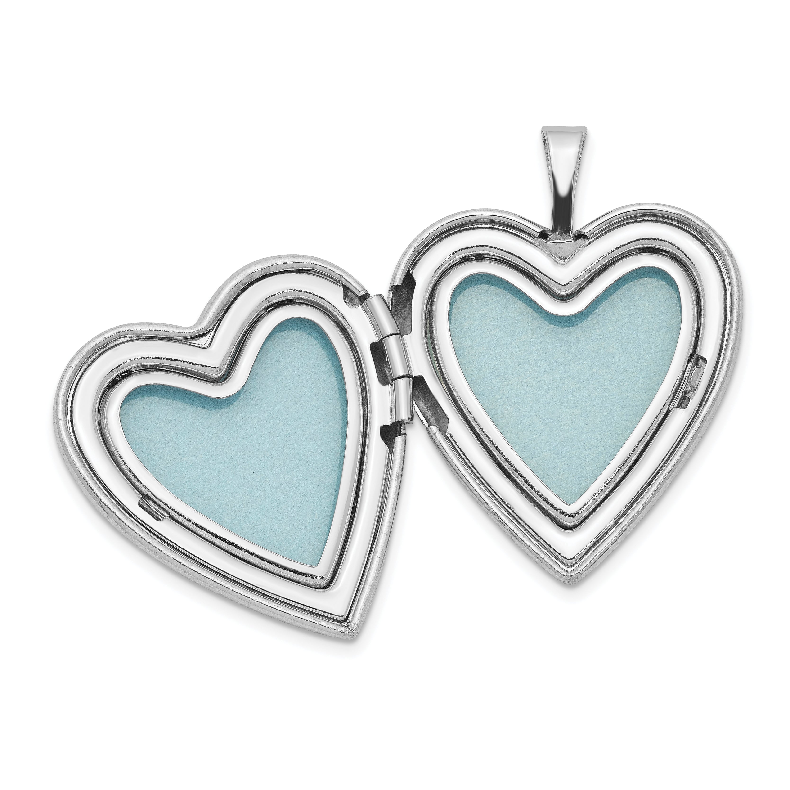 Sterling Silver Rhodium-plated 20mm Polished Swirl Heart Locket