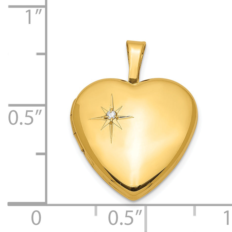 Sterling Silver Gold-plated & Diamond 16mm Heart Locket