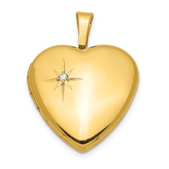 Sterling Silver Gold-plated & Diamond 16mm Heart Locket