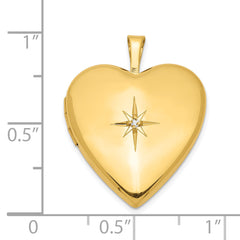 Sterling Silver Gold-plated Diamond Star 20mm Heart Locket