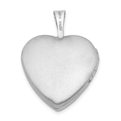 Sterling Silver Rhodium-plated 16mm Polished & Satin Cross Heart Locket