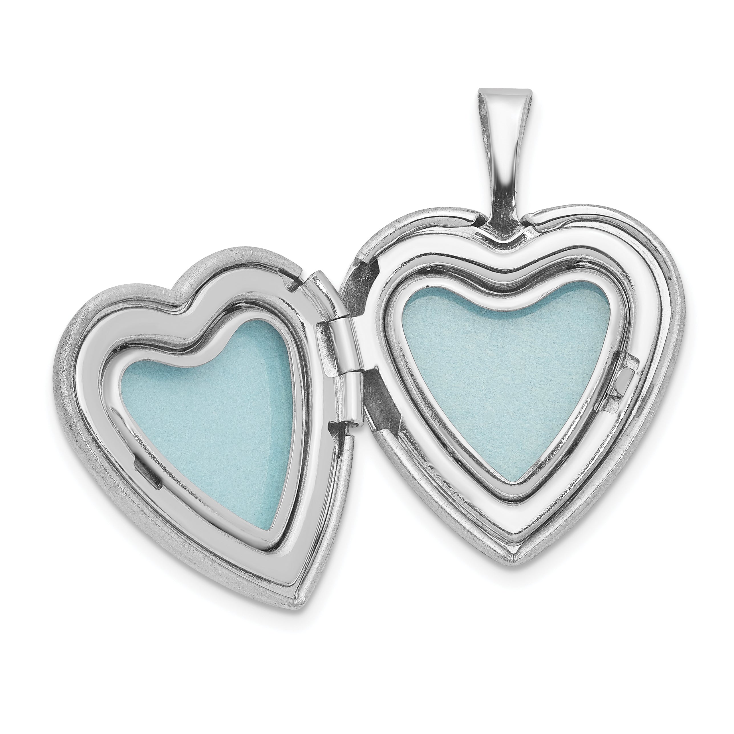 Sterling Silver Rhodium-plated 16mm Polished & Satin Cross Heart Locket