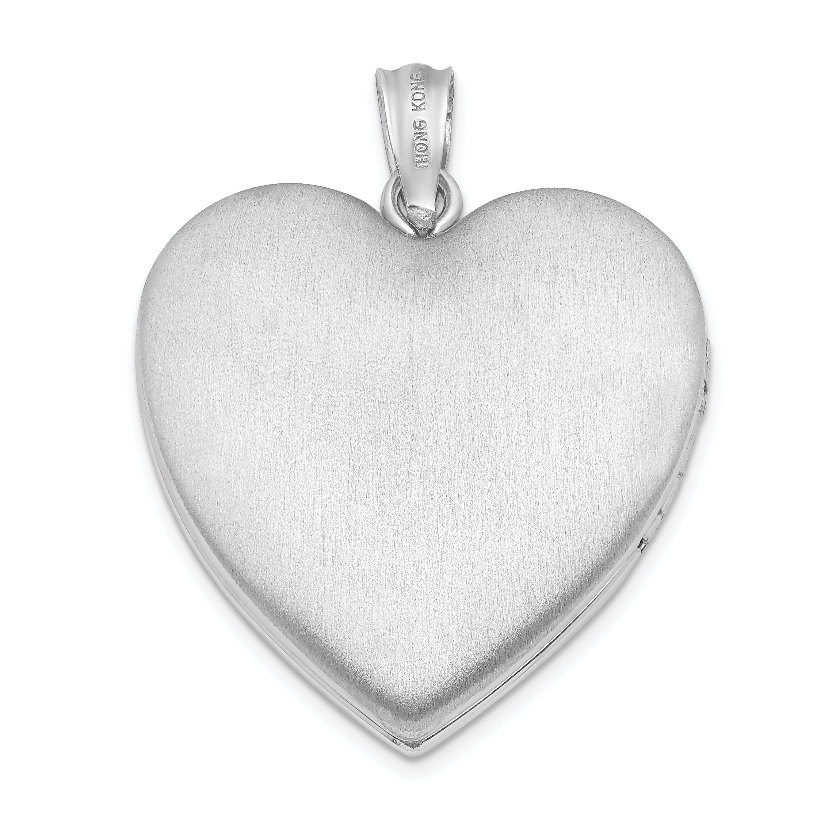 Sterling Silver Rhodium-plated 24mm Diamond Cut  Cross Heart Locket