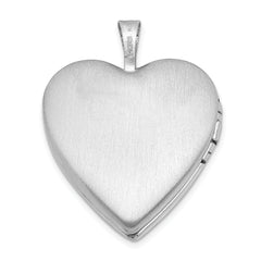 Sterling Silver Rhodium-plated 20mm Satin Pink Ribbon Love Heart Locket