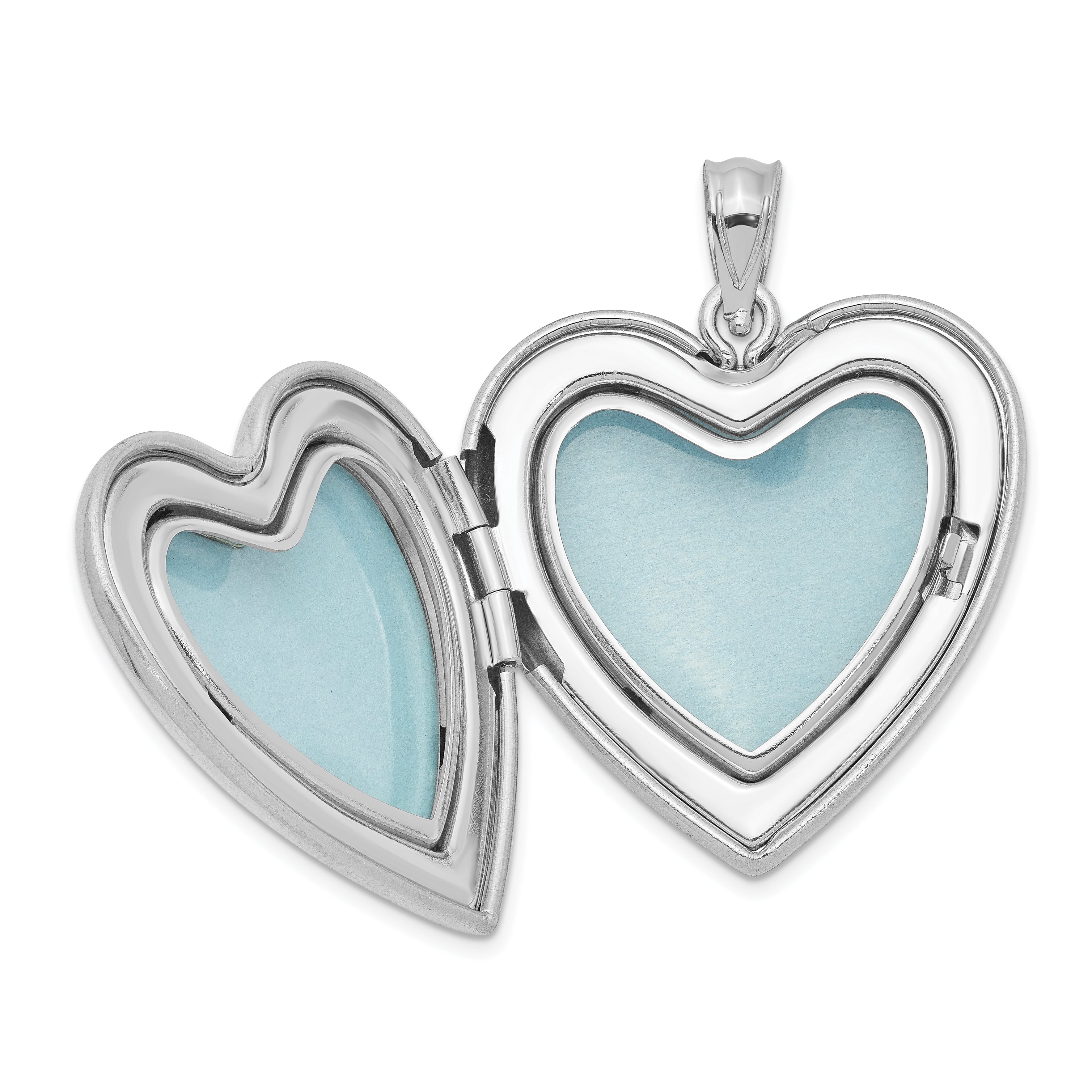 Sterling Silver Rhodium-plated 24mm Enameled Diamond Cut  Pink Ribbon Heart Locket