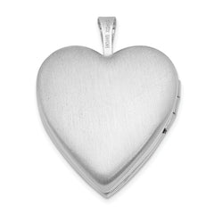 Sterling Silver Rhodium-plated 20mm Polished Front/Satin Back Heart Locket