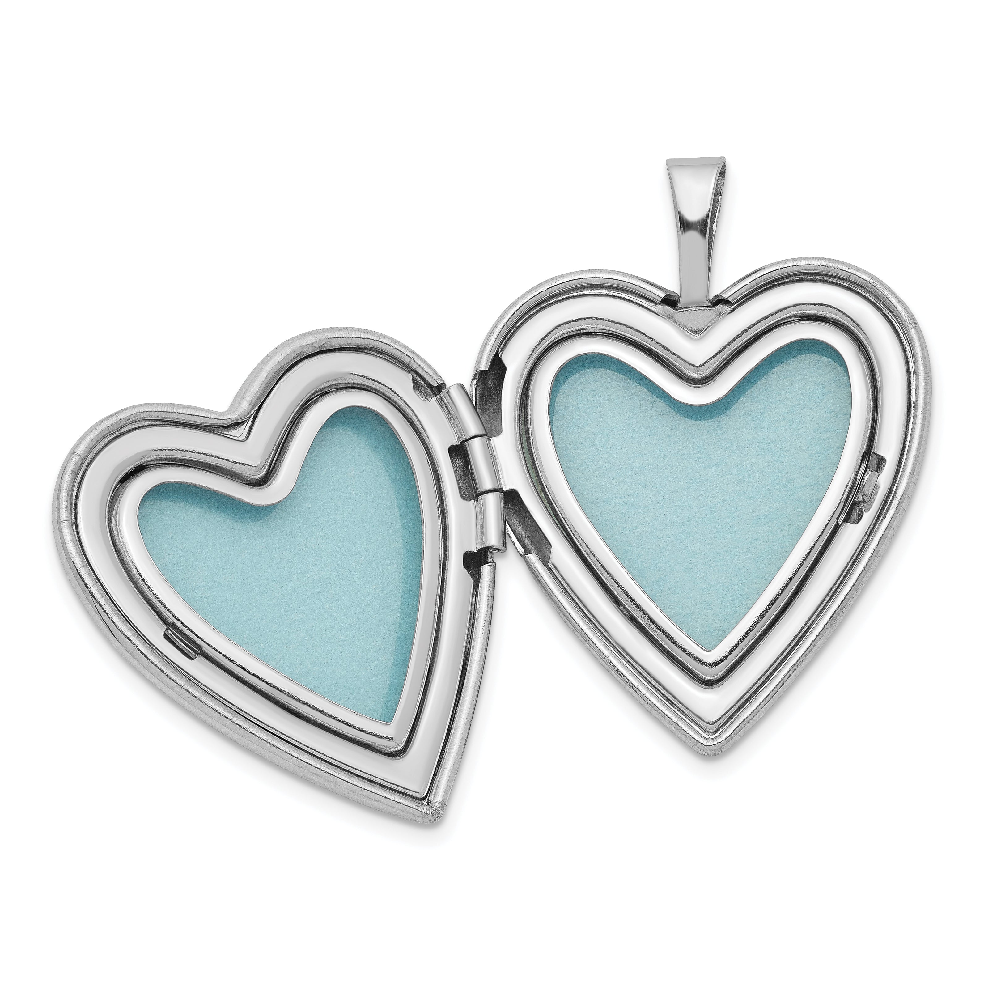 Sterling Silver Rhodium-plated 20mm Polished Front/Satin Back Heart Locket