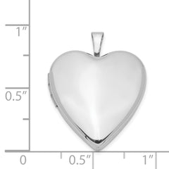 Sterling Silver Rhodium-plated 20mm Polished Front/Satin Back Heart Locket