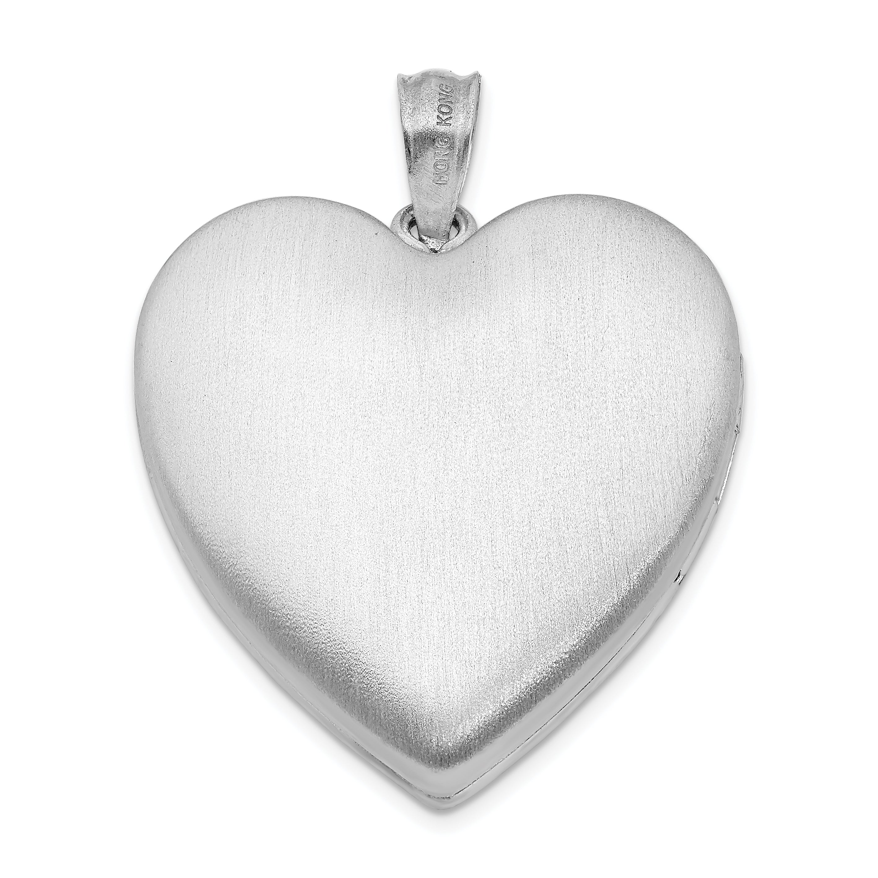 Sterling Silver Rhodium-plated 24mm Diamond Cut  Heart Locket