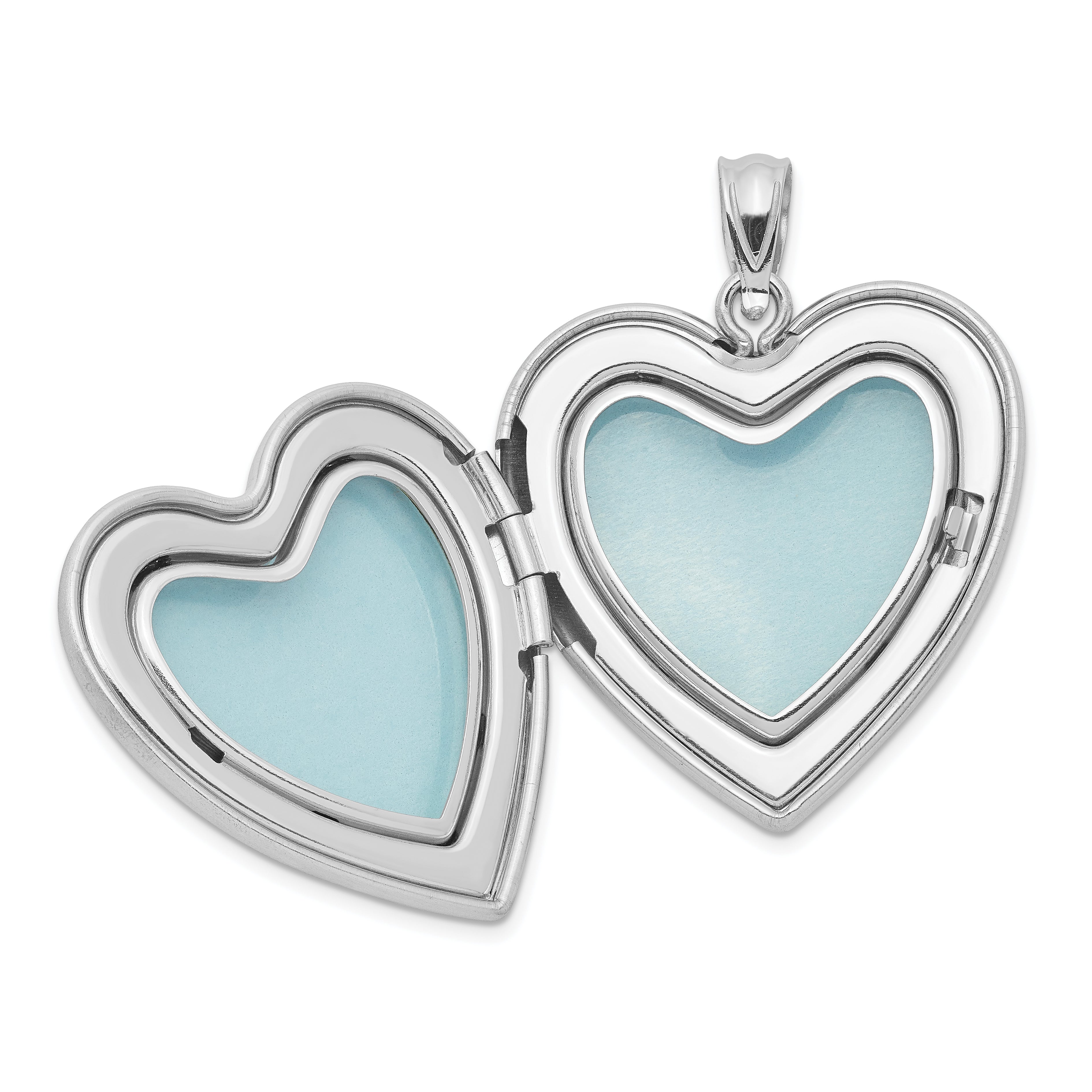 Sterling Silver Rhodium-plated 24mm Diamond Cut  Heart Locket