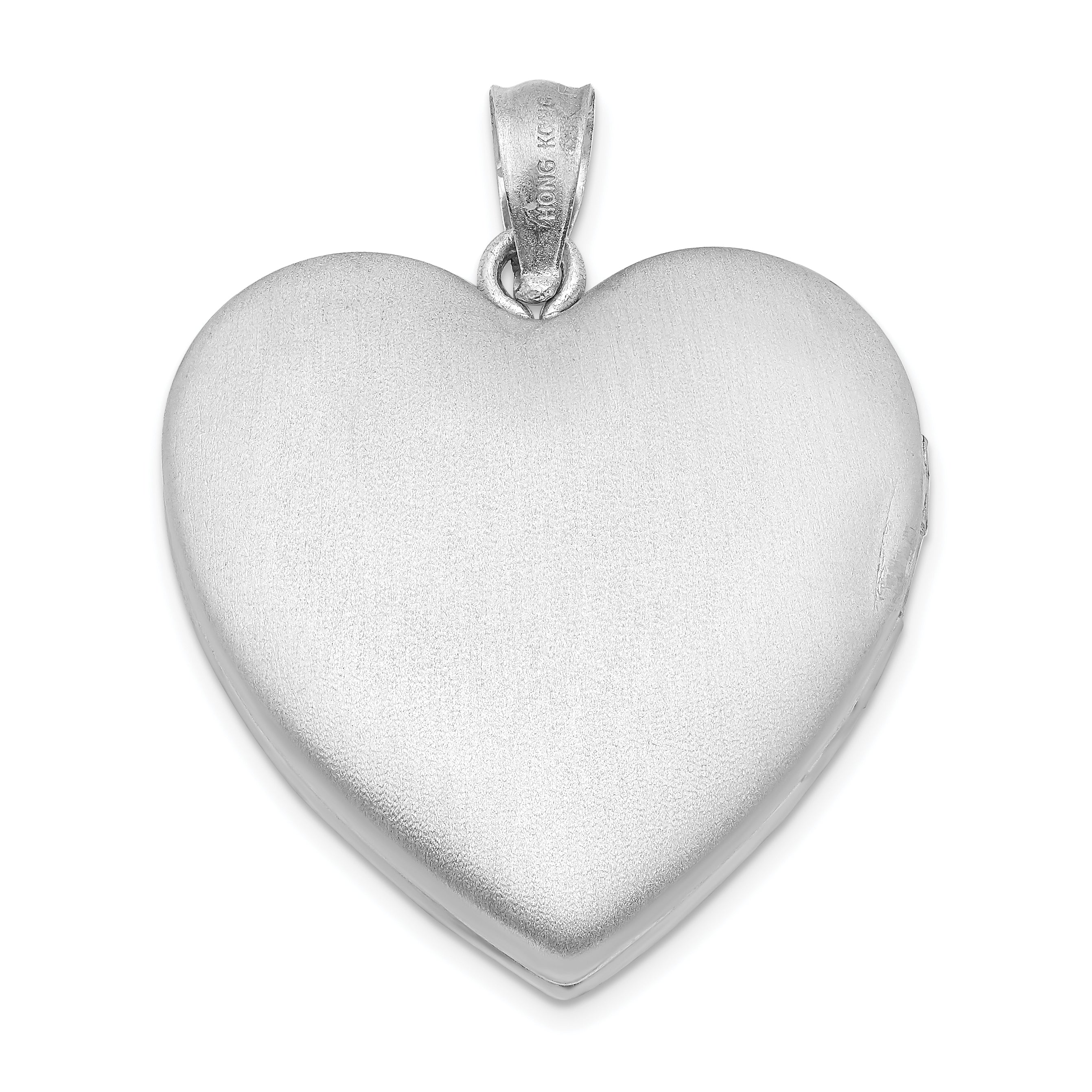 Sterling Silver Rhodium-plated & Diamond 24mm Diamond Cut  Heart Locket