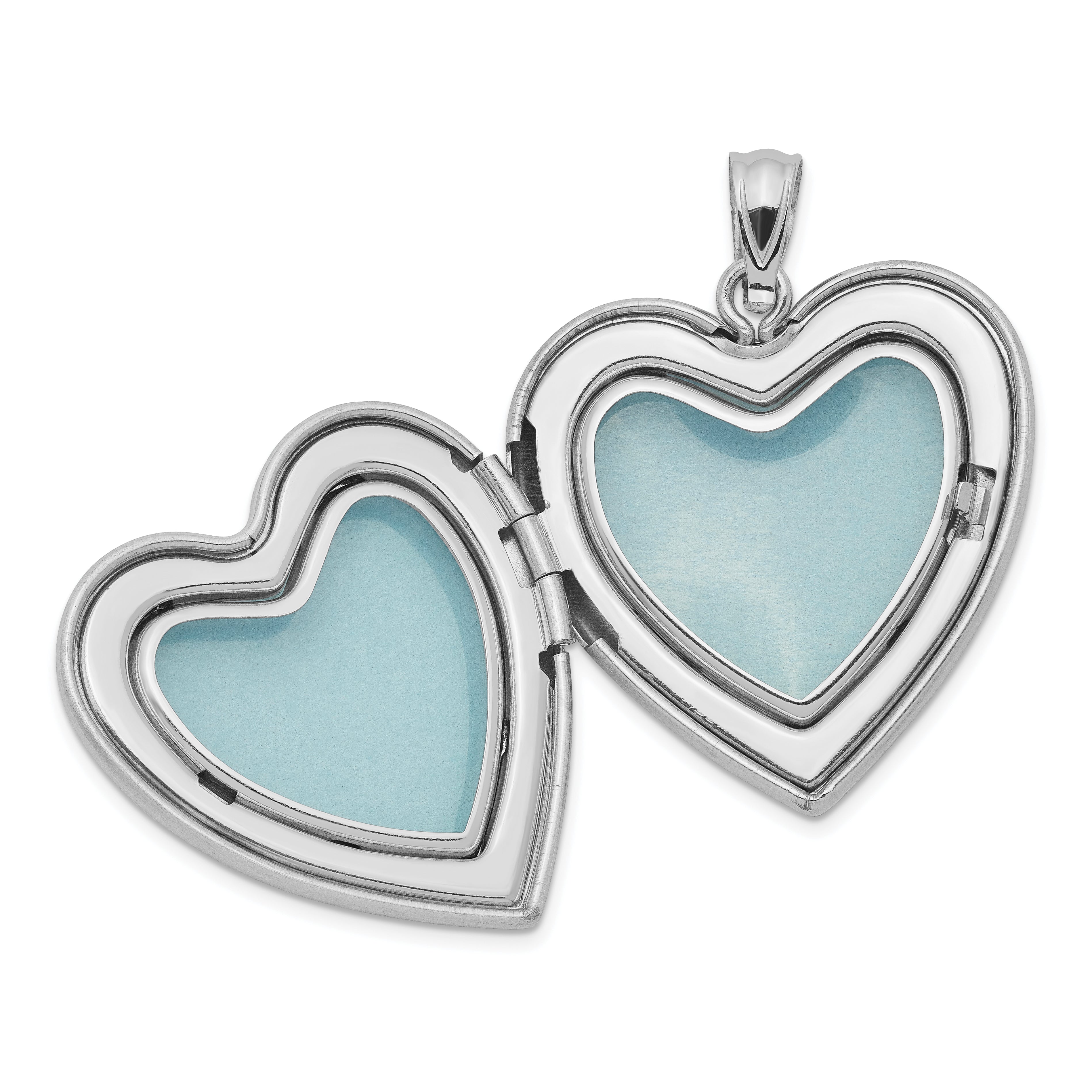 Sterling Silver Rhodium-plated & Diamond 24mm Diamond Cut  Heart Locket