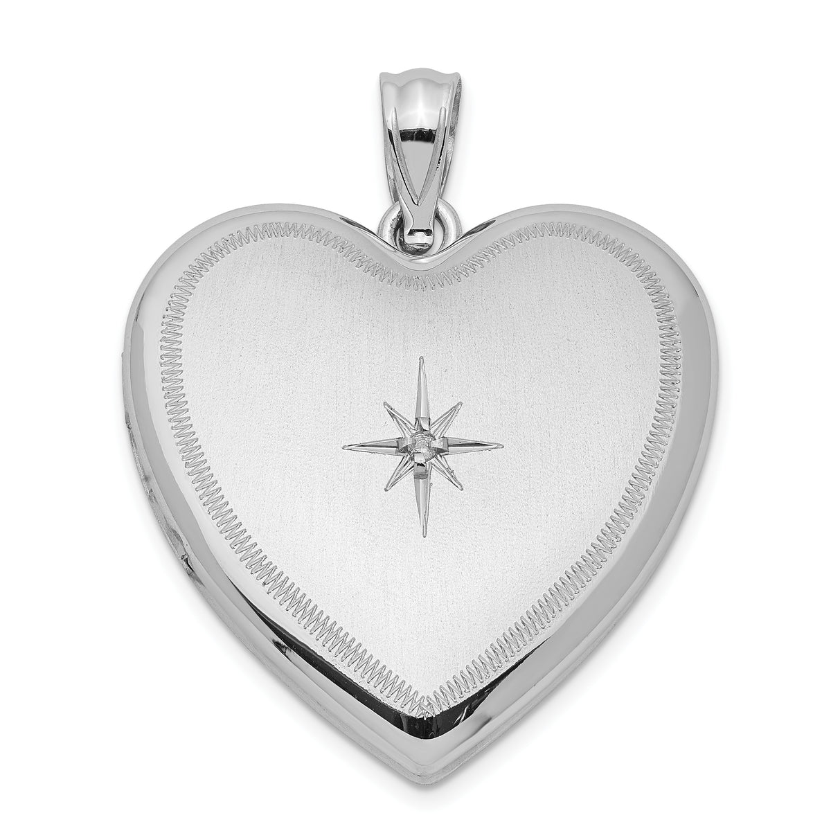 Sterling Silver Rhodium-plated & Diamond 24mm D/C Heart Locket