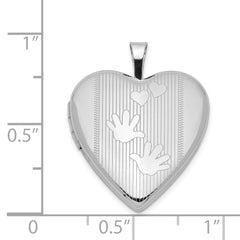 Sterling Silver Rhodium-plated 20mm Hands Heart Locket