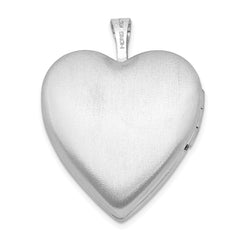 Sterling Silver Rhod-plated 20mm Diamond Cut  & Enameled Mom Rose Heart Locket