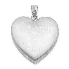 Sterling Silver Rhodium-plated 24mm Enameled Diamond Cut  Mom Heart Locket