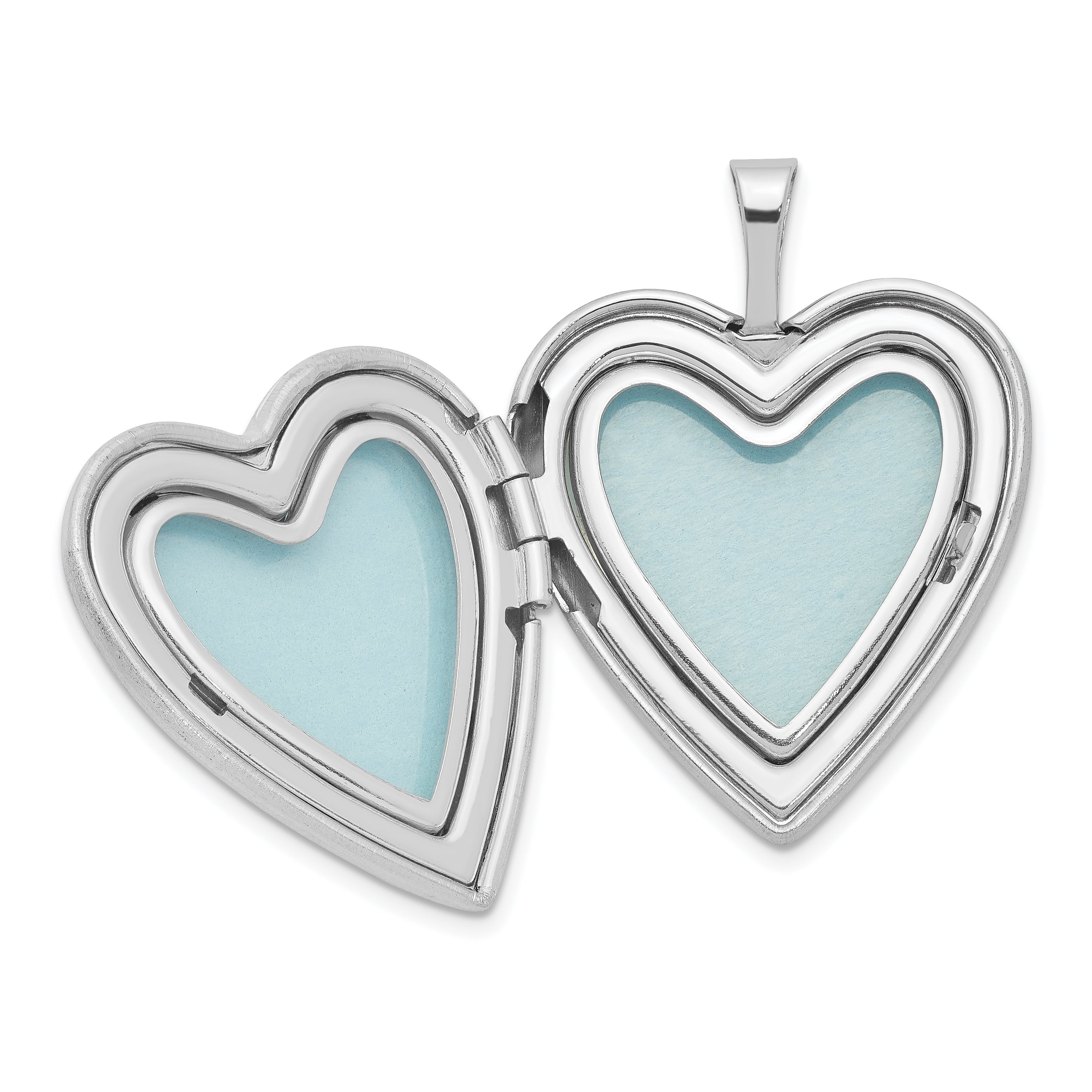 Sterling Silver Rhod-plated 20mm Satin, Enamel, Diamond Cut  Floral Heart Locket